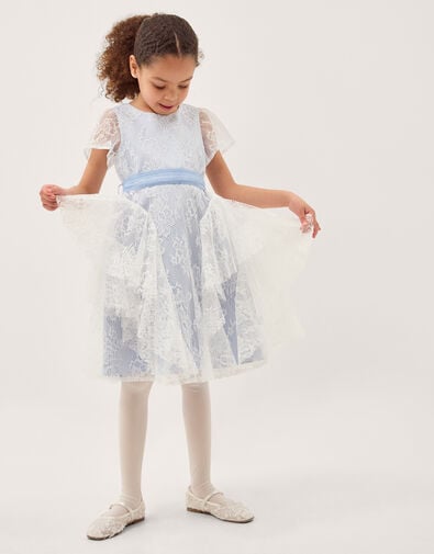 Joanie Cancan Ruffle Lace Dress, Blue (BLUE), large