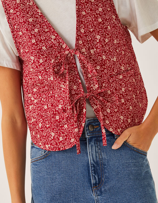 Felipa Floral Print Waistcoat Red