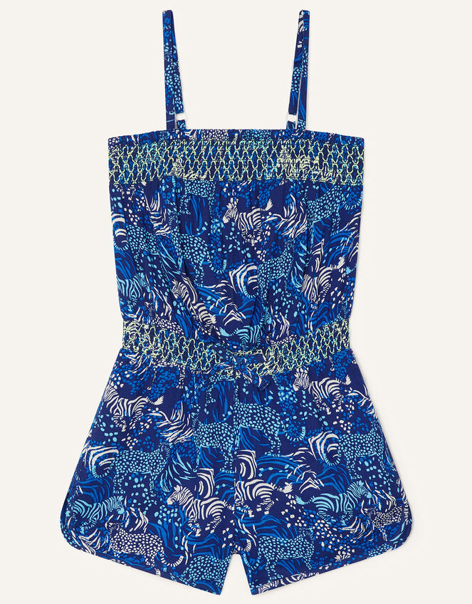 Sadie Zebra Playsuit in Recycled Polyester, Blue (NAVY), large