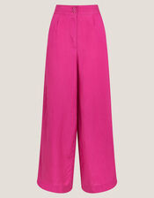 Frida Linen Blend Wide Leg Trousers, Pink (PINK), large
