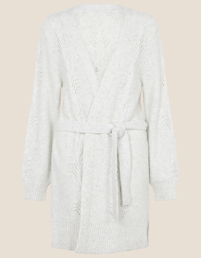 Alix Twist Stitch Pointelle Cardigan, Grey (GREY MARL), large