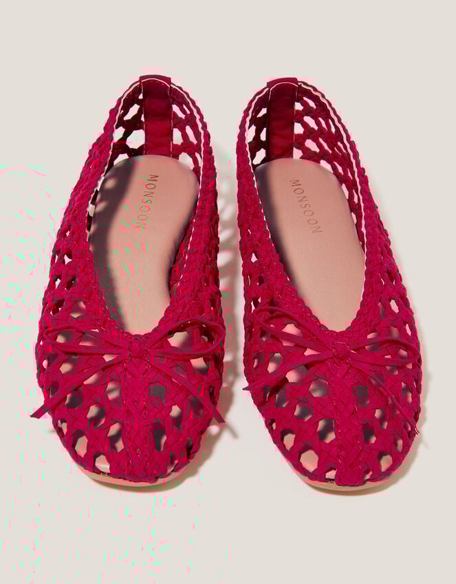 Betsy Woven Ballet Flats, Red (RED), large