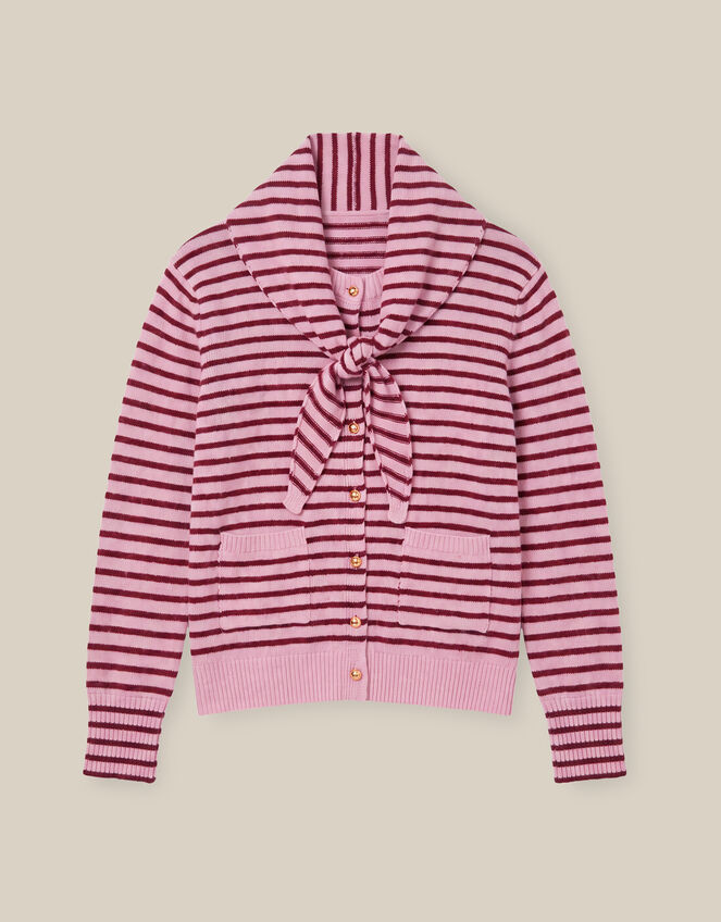 Shola Stripe Cardigan & Scarf Pink