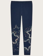 Sequin Star Leggings, Blue (NAVY), large
