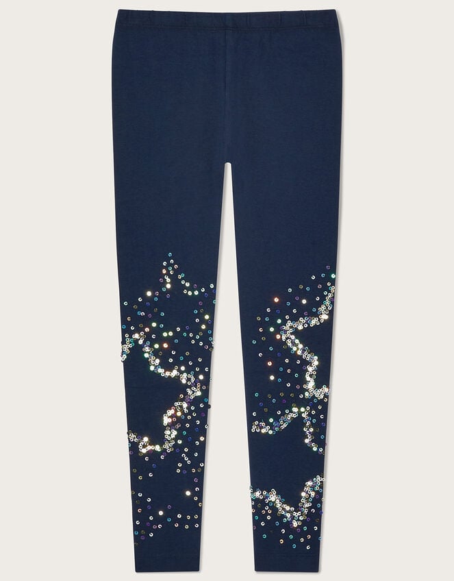 Sequin Star Leggings, Blue (NAVY), large
