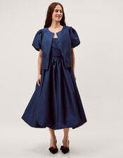 Mila Puff Sleeve Bow Jacket, Blue (NAVY), large