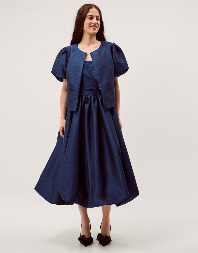 Mila Puff Sleeve Bow Jacket, Blue (NAVY), large