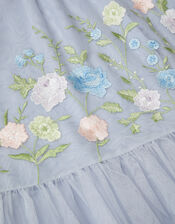 Emilia Embroidered Drop Waist Party Dress, Blue (BLUE), large