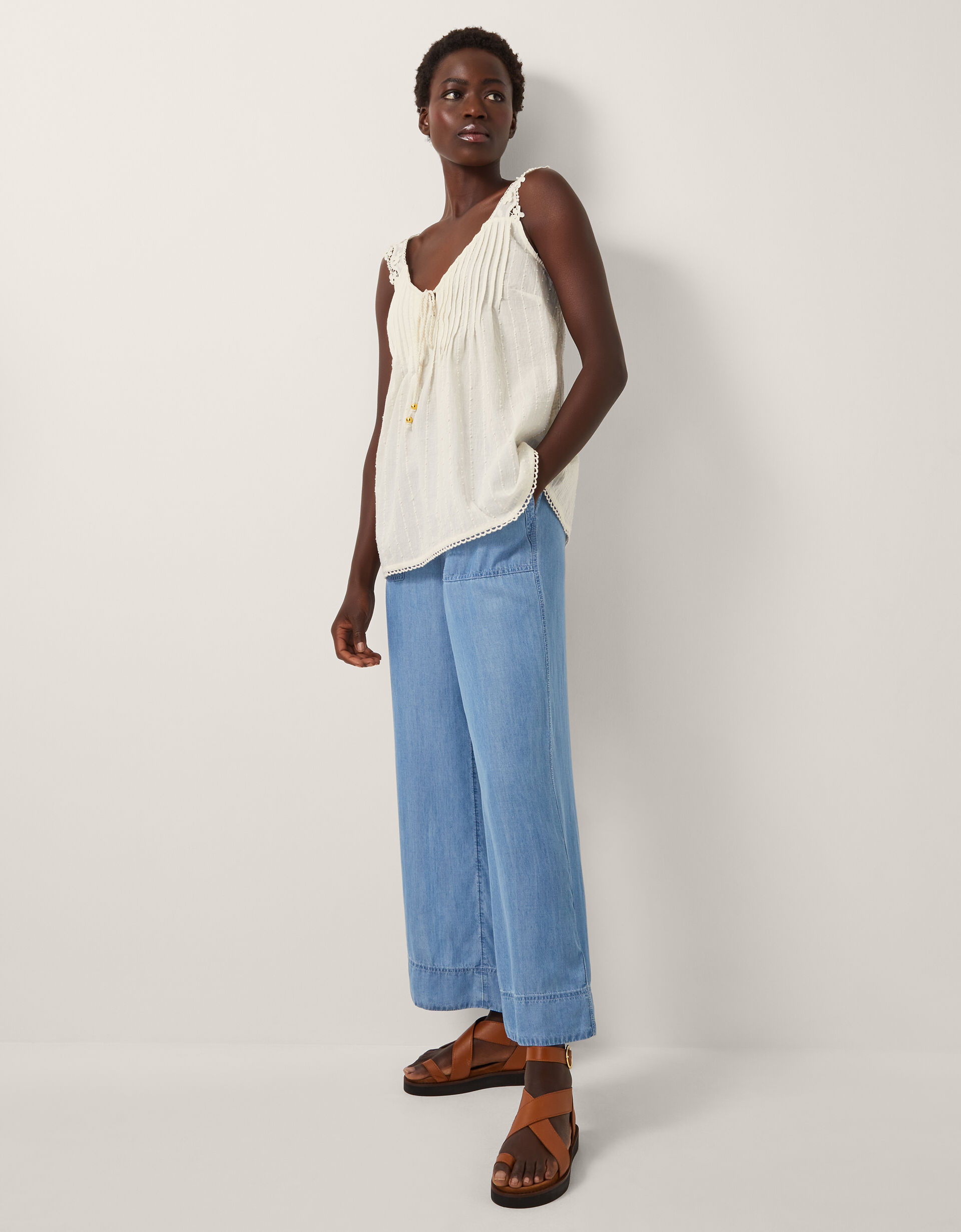 Celia Lace Pintuck Cami Top Cream | Vests, Camisoles And