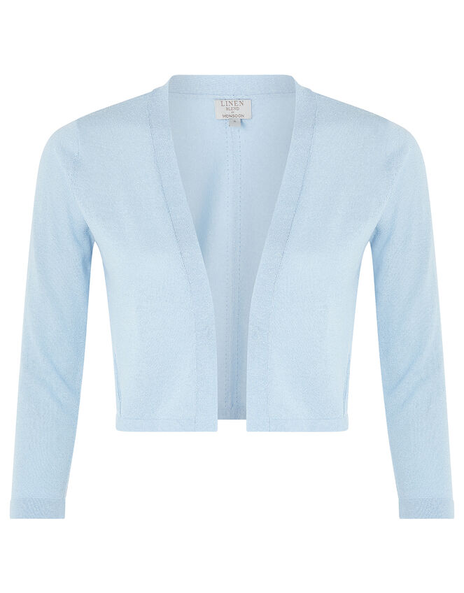 Pandora Pointelle Shrug in Linen Blend, Blue (BLUE), large