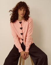 Bonny Beaded Bow Cardigan, Pink (BLUSH), large