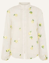 Claire Embroidered Lemon Blouse, Nude (NUDE), large