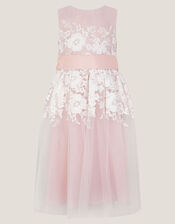 Felicity Floral Embroidered Mesh Dress, Pink (PALE PINK), large