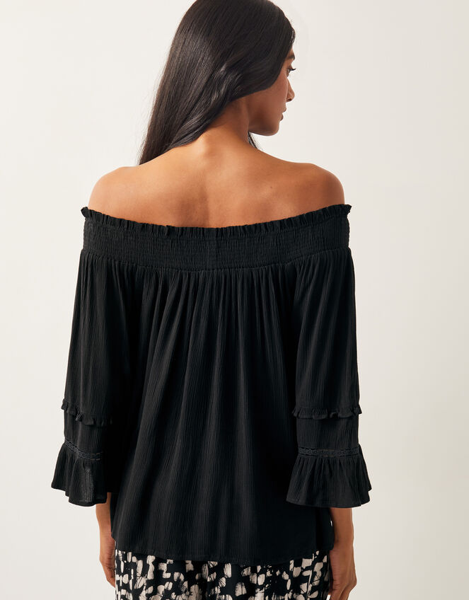 Ava Off-The-Shoulder Smock Top, Black (BLACK), large