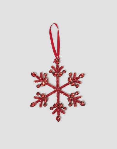 Embellished Snowflake Christmas Tree Decoration, Red (RED), large