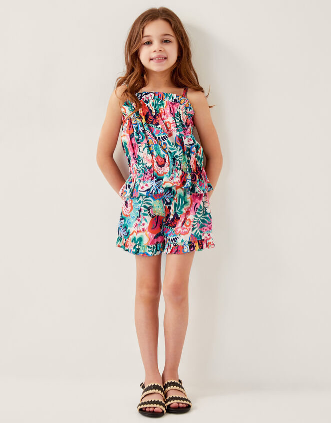 Paradiso Floral Print Top and Shorts Set, Green (GREEN), large