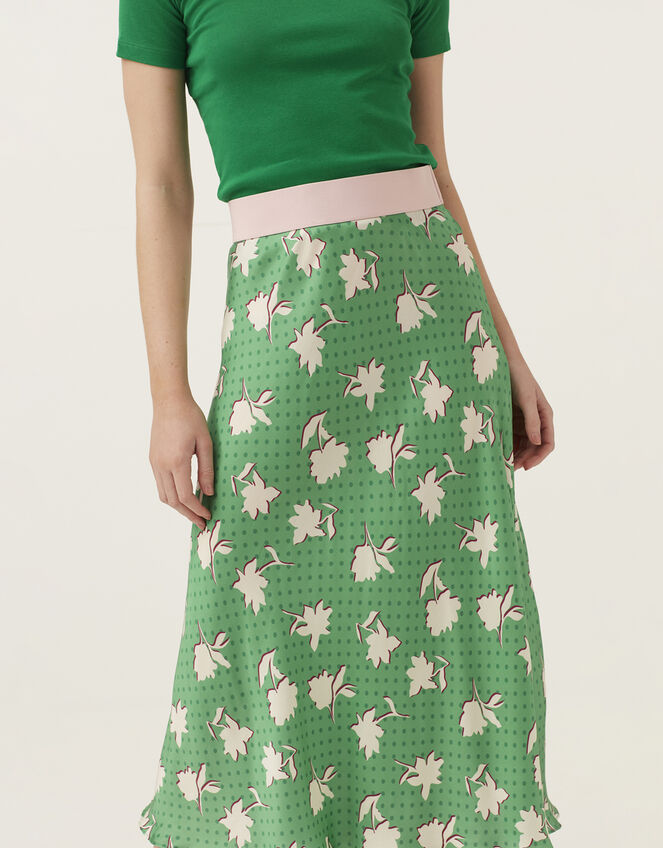 Mirla Beane Polka Dot Floral Bias Cut Skirt, Multi (MULTI), large