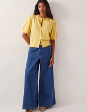 Tegan Short Sleeve Cardigan, Yellow (YELLOW), large