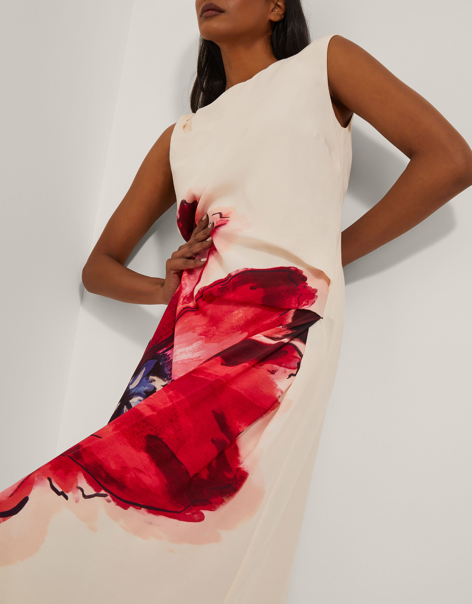 Marinna Sleeveless Floral Maxi Dress Ivory