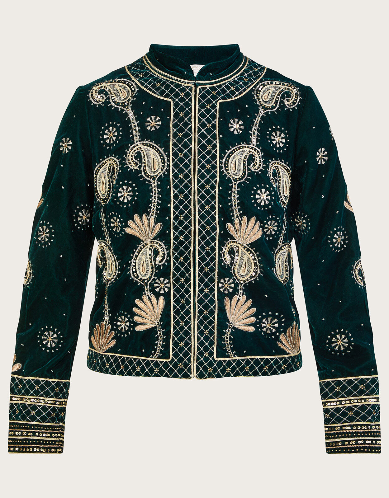 Violet Embellished Velvet Jacket Green Women s Jackets Monsoon UK