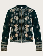Violet Embellished Velvet Jacket, Green (EMERALD), large