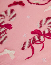 Candy Cane Christmas Jumper, Pink (PINK), large