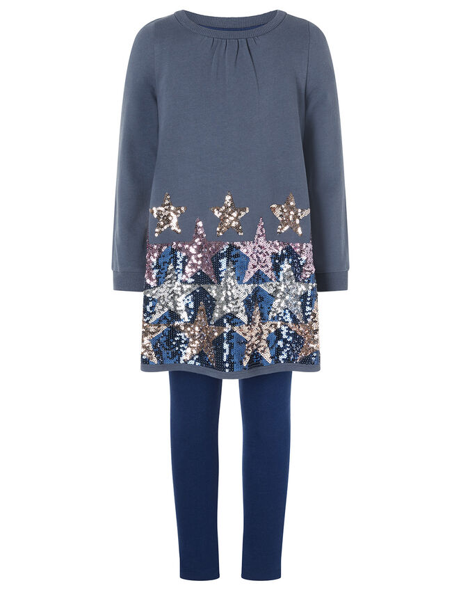 Sequin Star Tunic and Leggings Set, Teal (TEAL), large