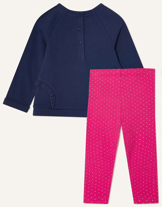 Baby Reindeer Top and Leggings, Blue (NAVY), large
