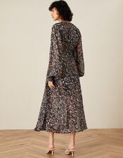 Geeta Animal Print Midi Dress, Grey (CHARCOAL), large