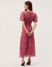 Regina Short Sleeve Lace Midi Dress, Pink (ROSE), large