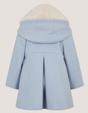 Baby Bow Faux Fur Collar Coat, Blue (BLUE), large