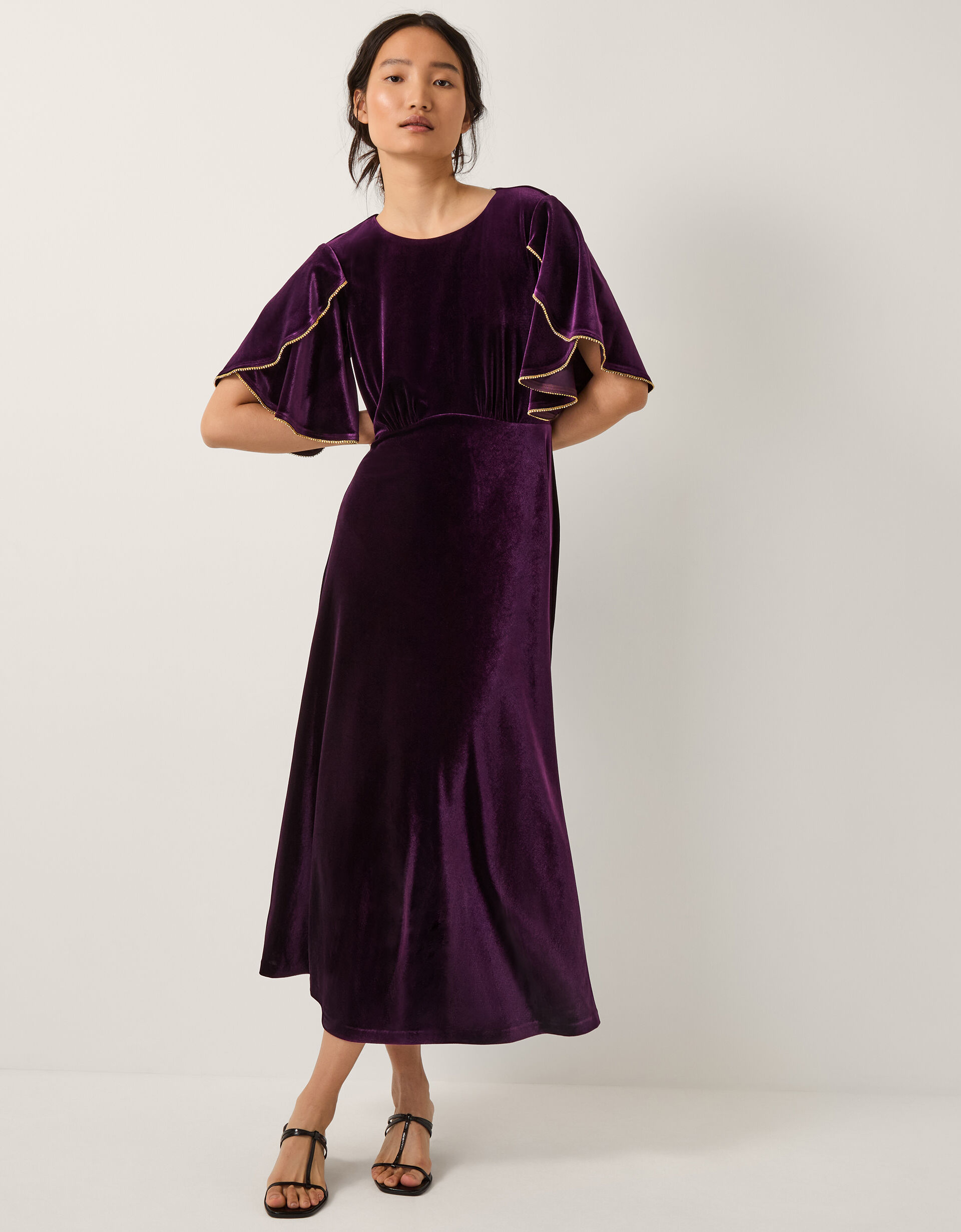 Cecelia Velvet Cape Midi Dress Purple