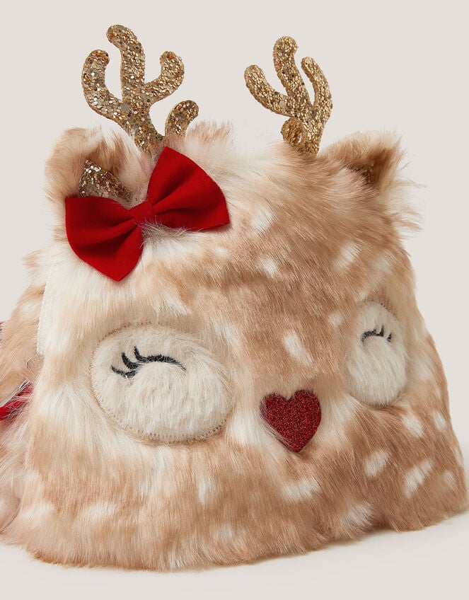 Faux Fur Reindeer Purse Bag, , large