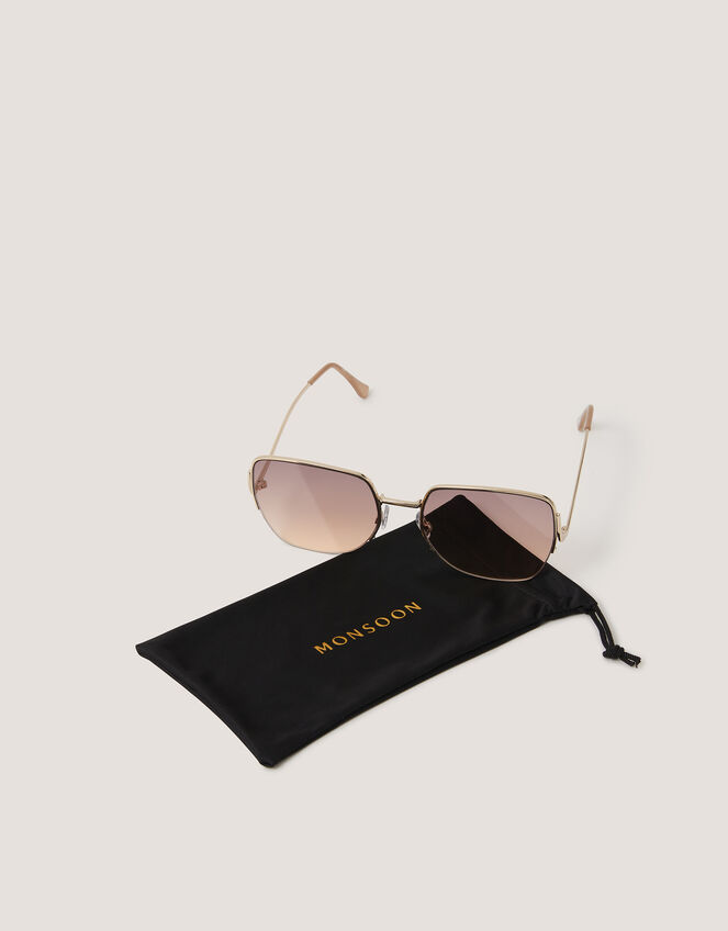 Oversized Metal Sunglasses, , large