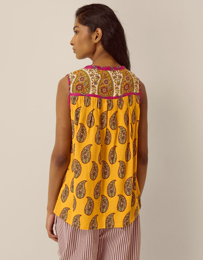 Magdalena Sleeveless Paisley Top Yellow