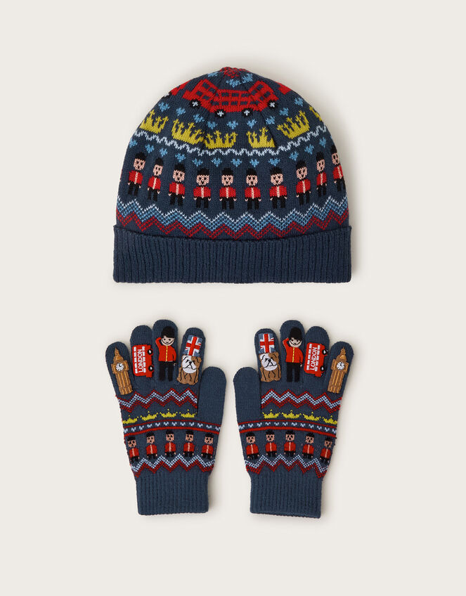 London Knit Beanie Hat and Gloves Set, Multi (MULTI), large