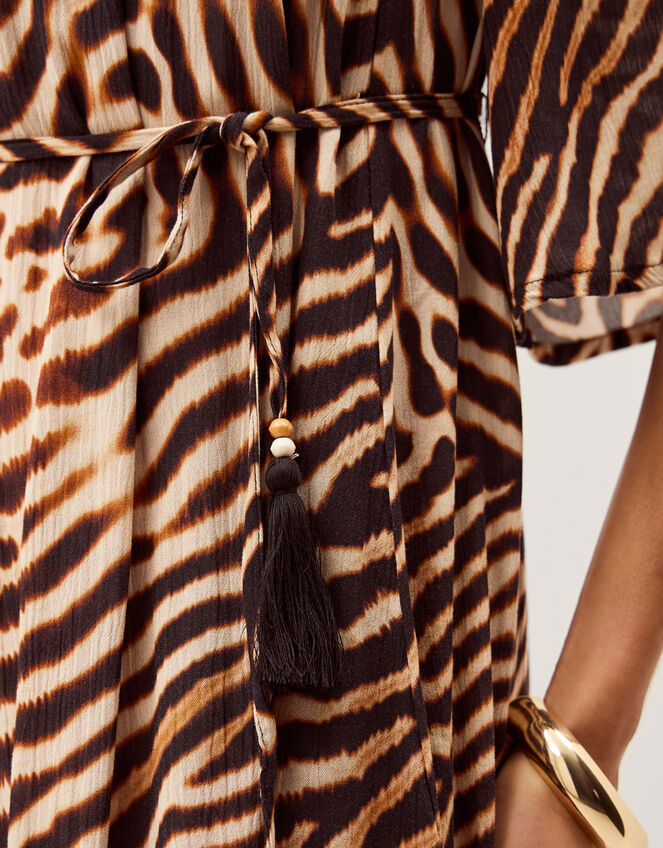 Annie Bardot Animal Print Midi Dress, Brown (BROWN), large