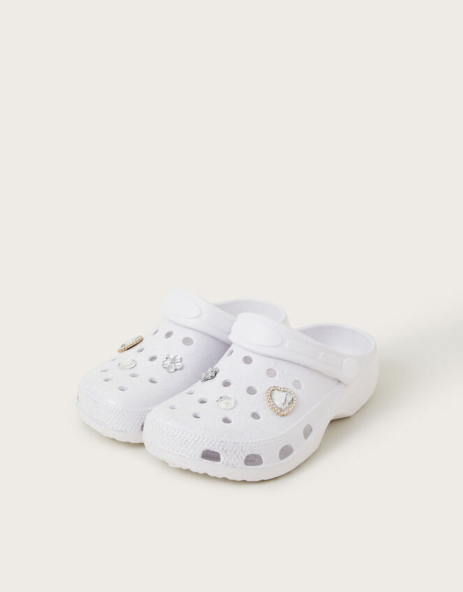 Bridesmaid Sparkle Charm Clogs, Ivory (IVORY), large