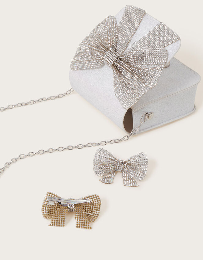 Bobbi Dazzle Bow Bag and Hair Clip Set, , large