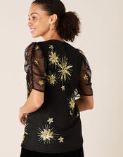 Taylor Star Embellished Stretch Top, Black (BLACK), large