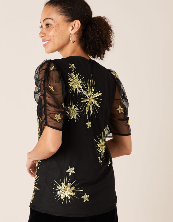 Taylor Star Embellished Stretch Top, Black (BLACK), large