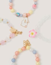 4-Pack Beaded Flower Charm Bracelets, , large