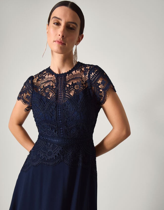 Monica Lace Midi Bridesmaid Dress Blue