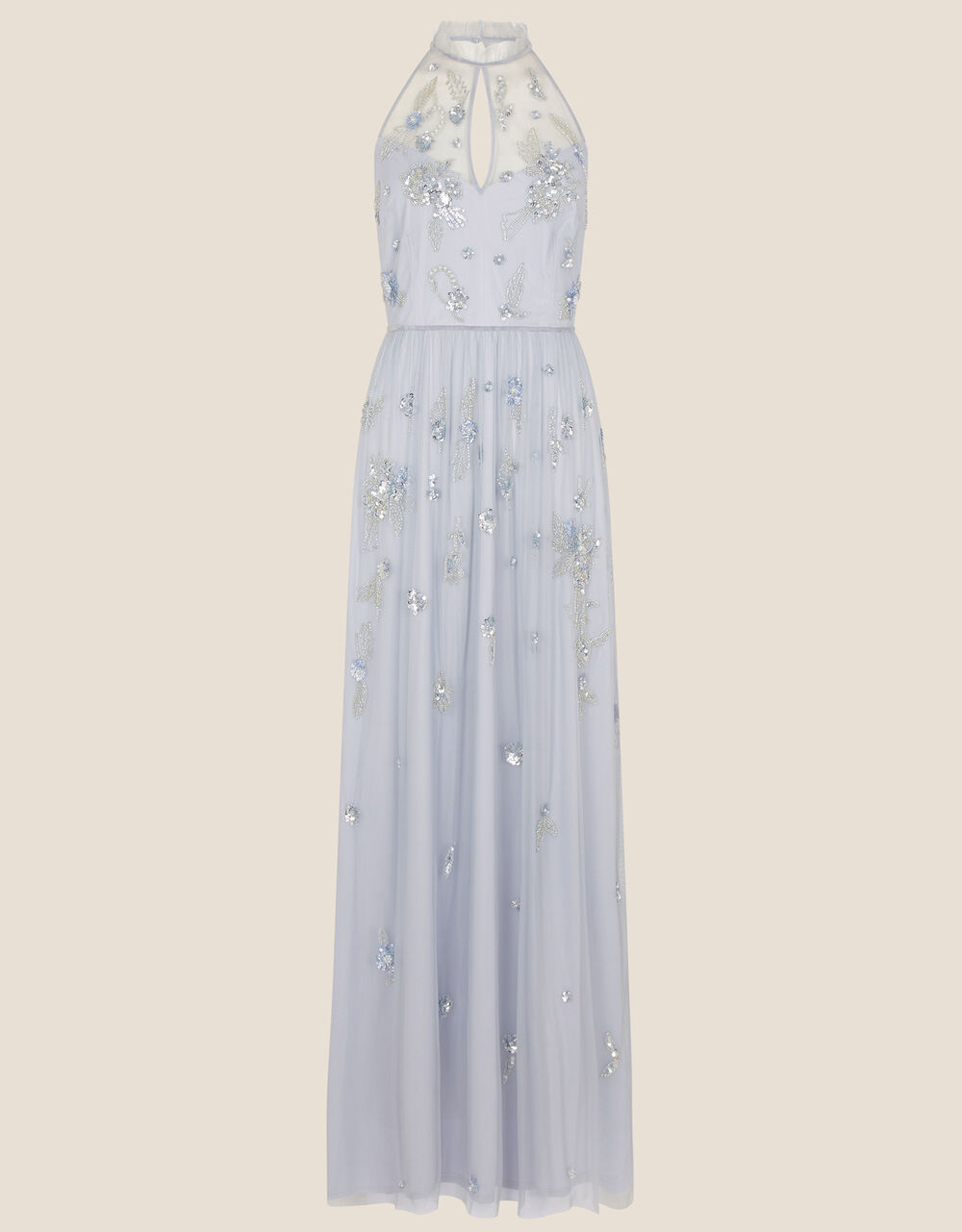 Sasha Embellished Maxi Dress in Recycled Polyester Blue | Evening ...