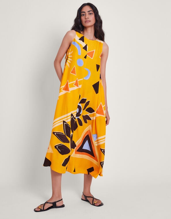 Amanda Print Dress, Orange (ORANGE), large