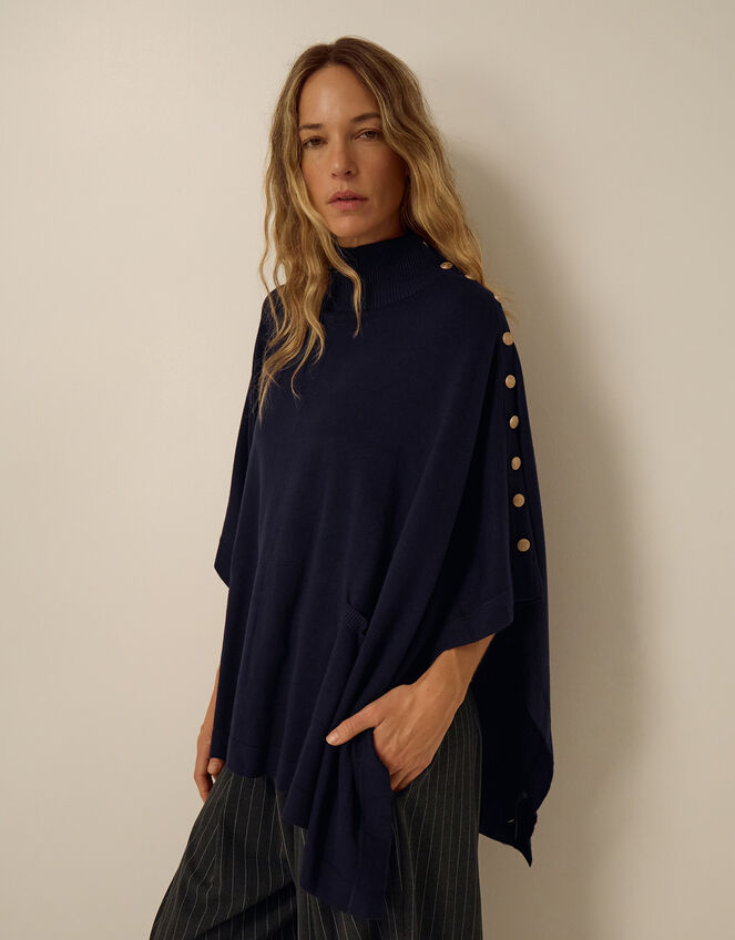 Bae Button Cape, Blue (NAVY), large