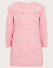 Baby Cable Knit Embroidered Dress, Pink (PINK), large
