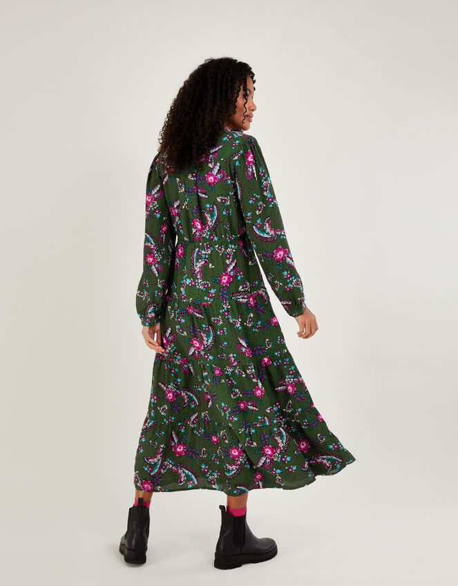 Tabitha Midi Shirt Dress in Sustainable Viscose, Green (GREEN), large