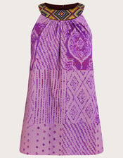 Rabari Embroidered Halter Cami Top, Purple (LILAC), large