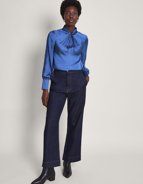 Pelia Twist Blouse, Blue (BLUE), large